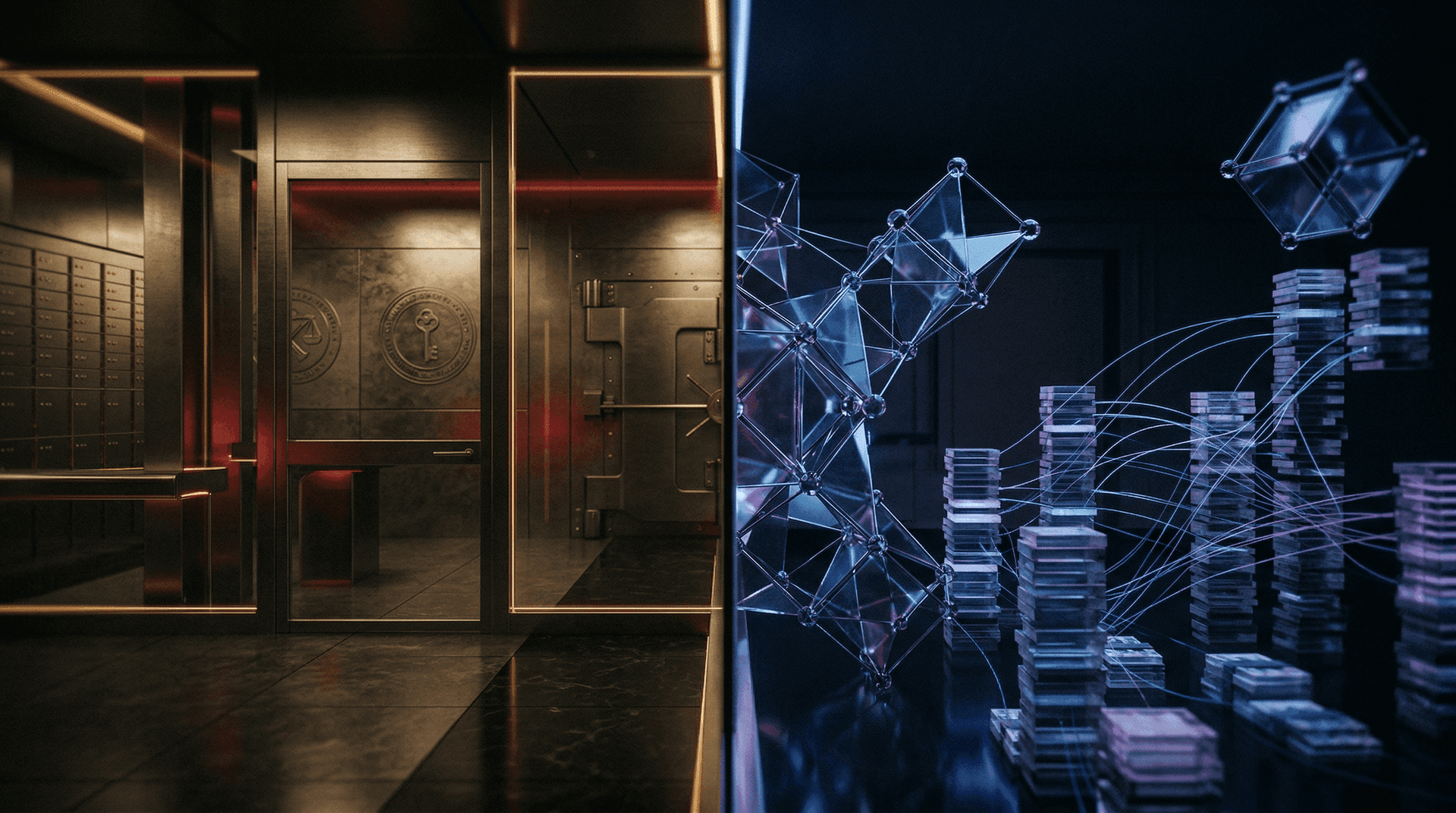 Two distinct stablecoin tiers separated by a regulatory line, payment instruments on one side and DeFi collateral on the other